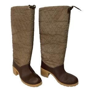 Andrew Geller - Brown & Tan Quilted Sherpa Lined Tall Boots - Women's 7
